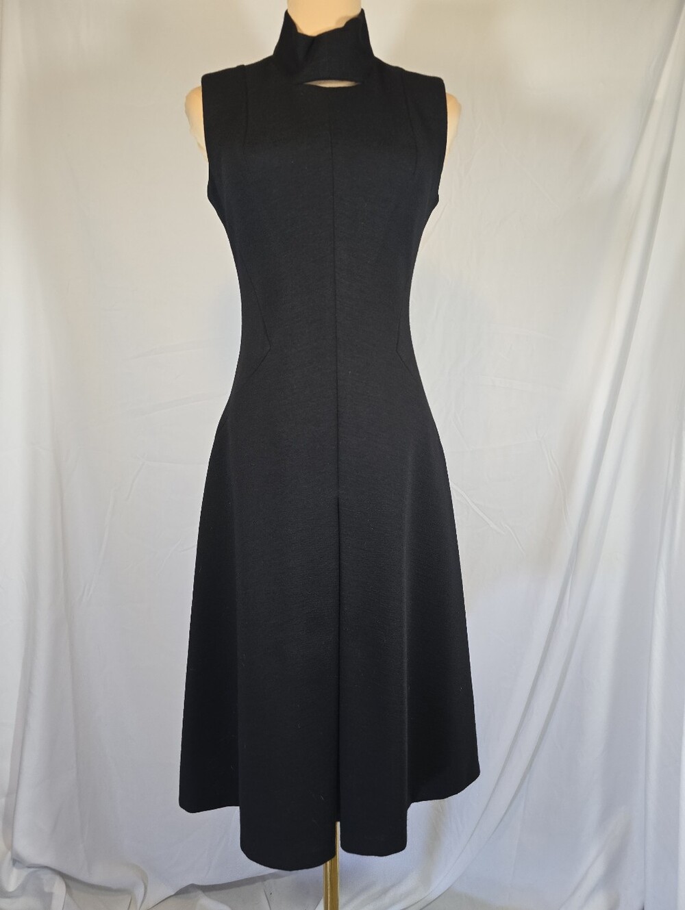 Vintage Elegant Black Sleeveless A-Line Dress with High Neck